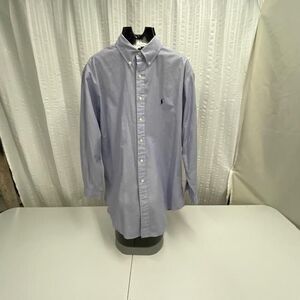 Ralph Lauren Yarmouth Mens XL 16.5 34/35 Blue Stripe Oxford Shirt Classic Fit